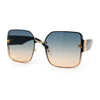 Womens Metal Frame Rimless Oversized Luxury Fashion Butterfly Sunglasses
