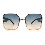 Womens Metal Frame Rimless Oversized Luxury Fashion Butterfly Sunglasses