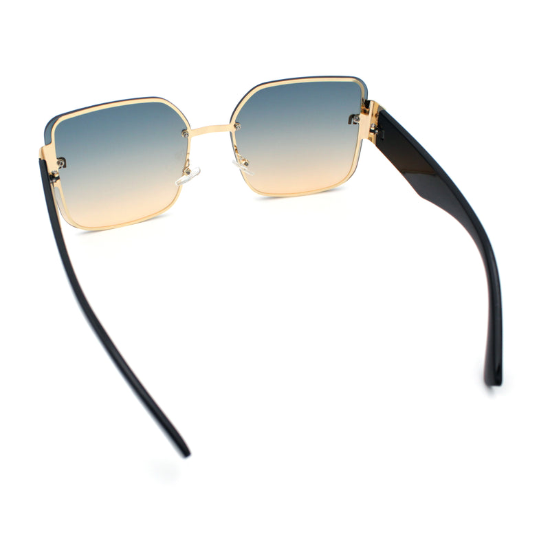 Womens Metal Frame Rimless Oversized Luxury Fashion Butterfly Sunglasses