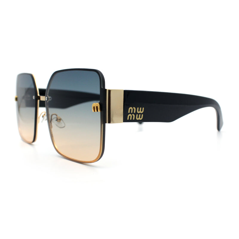 Womens Metal Frame Rimless Oversized Luxury Fashion Butterfly Sunglasses