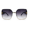 Womens Metal Frame Rimless Oversized Luxury Fashion Butterfly Sunglasses