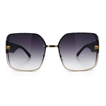 Womens Metal Frame Rimless Oversized Luxury Fashion Butterfly Sunglasses