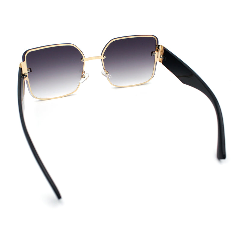Womens Metal Frame Rimless Oversized Luxury Fashion Butterfly Sunglasses