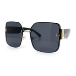 Womens Metal Frame Rimless Oversized Luxury Fashion Butterfly Sunglasses