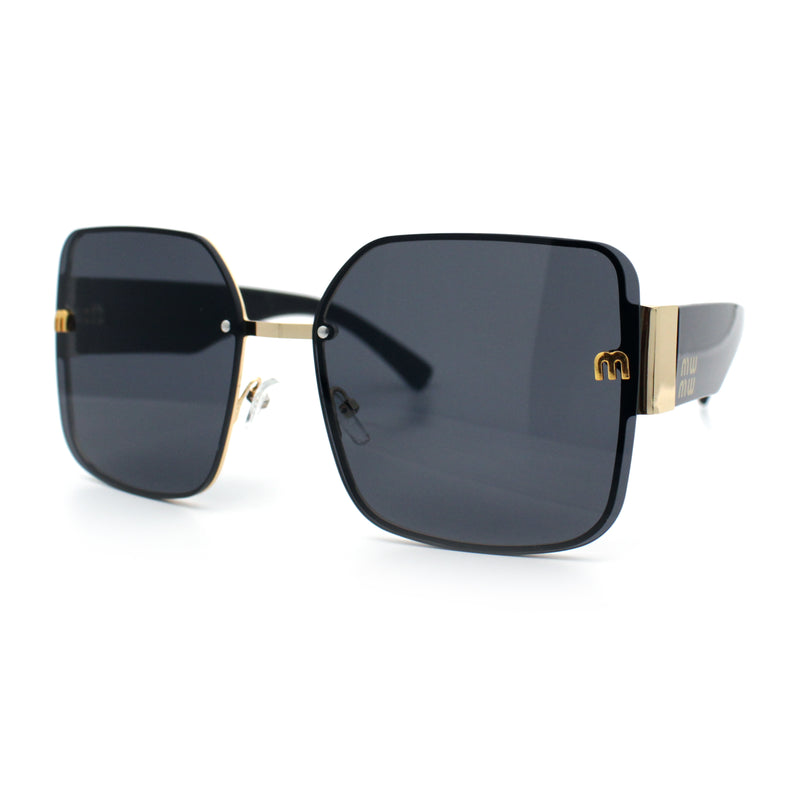 Womens Metal Frame Rimless Oversized Luxury Fashion Butterfly Sunglasses