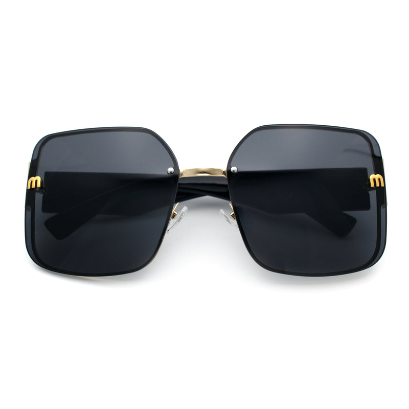 Womens Metal Frame Rimless Oversized Luxury Fashion Butterfly Sunglasses