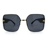 Womens Metal Frame Rimless Oversized Luxury Fashion Butterfly Sunglasses