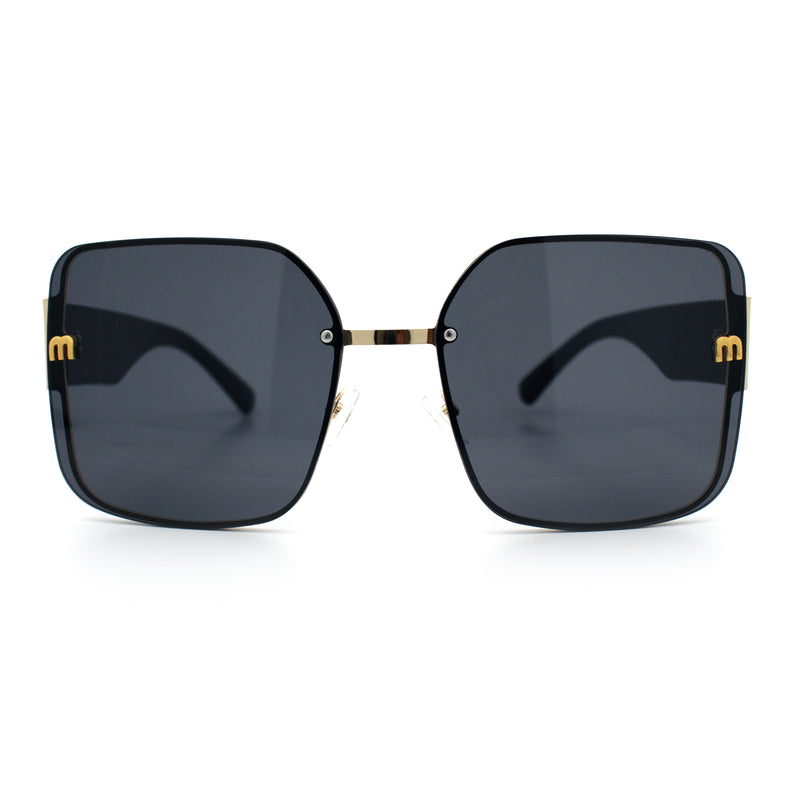 Womens Metal Frame Rimless Oversized Luxury Fashion Butterfly Sunglasses