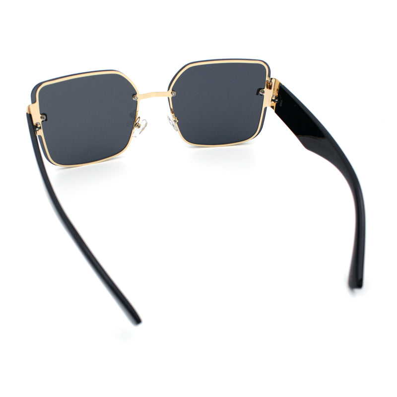 Womens Metal Frame Rimless Oversized Luxury Fashion Butterfly Sunglasses