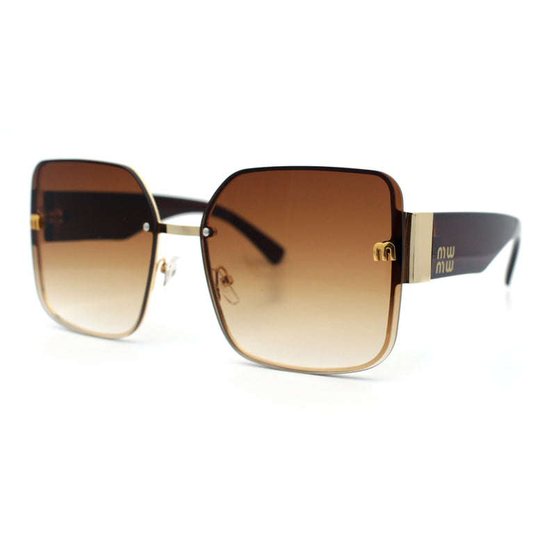 Womens Metal Frame Rimless Oversized Luxury Fashion Butterfly Sunglasses