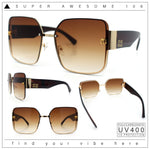 Womens Metal Frame Rimless Oversized Luxury Fashion Butterfly Sunglasses