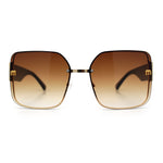 Womens Metal Frame Rimless Oversized Luxury Fashion Butterfly Sunglasses