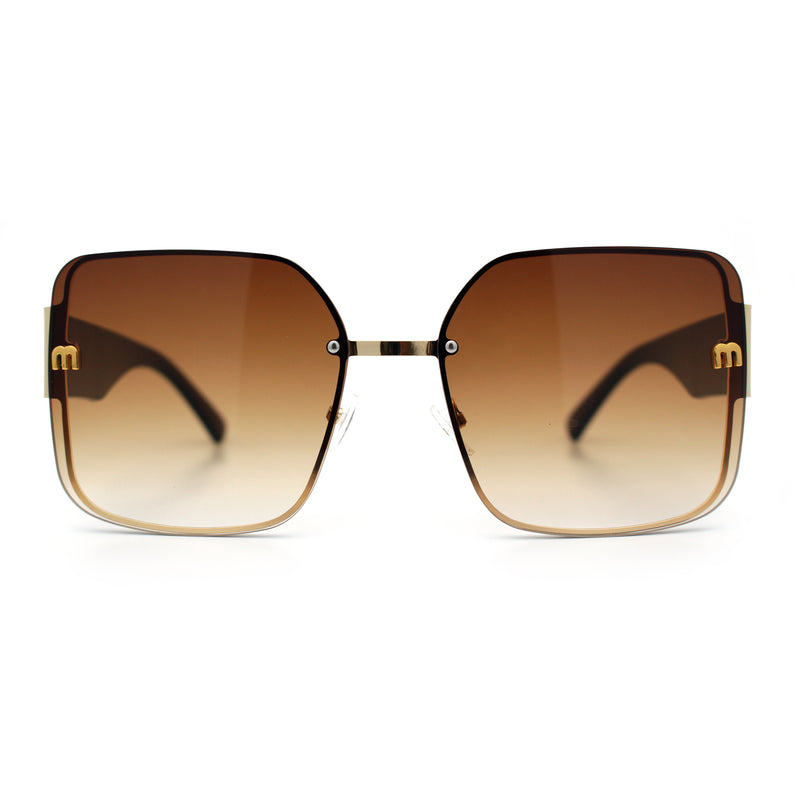 Womens Metal Frame Rimless Oversized Luxury Fashion Butterfly Sunglasses