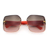 Womens Metal Frame Rimless Oversized Luxury Fashion Butterfly Sunglasses