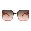 Womens Metal Frame Rimless Oversized Luxury Fashion Butterfly Sunglasses