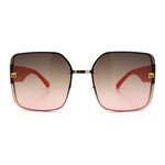 Womens Metal Frame Rimless Oversized Luxury Fashion Butterfly Sunglasses