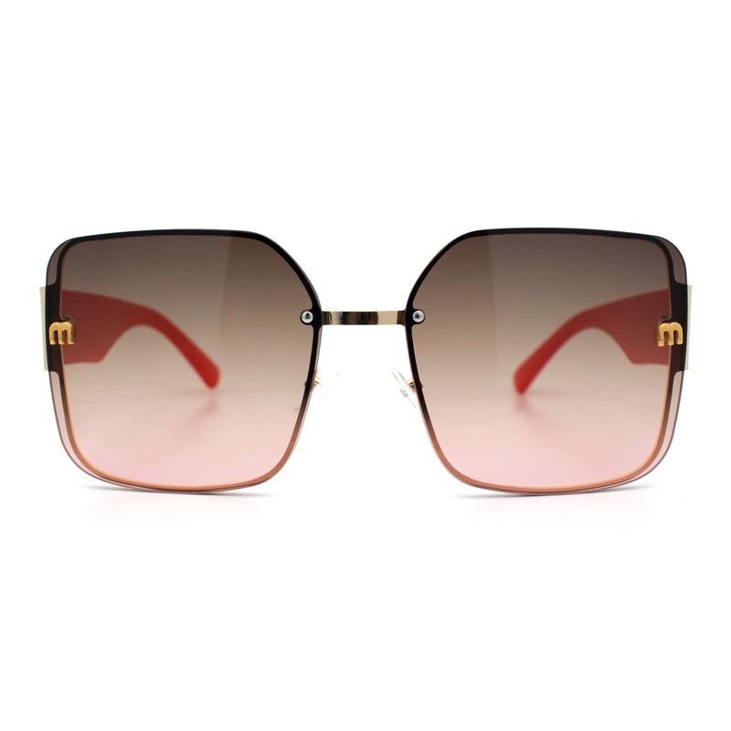 Womens Metal Frame Rimless Oversized Luxury Fashion Butterfly Sunglasses