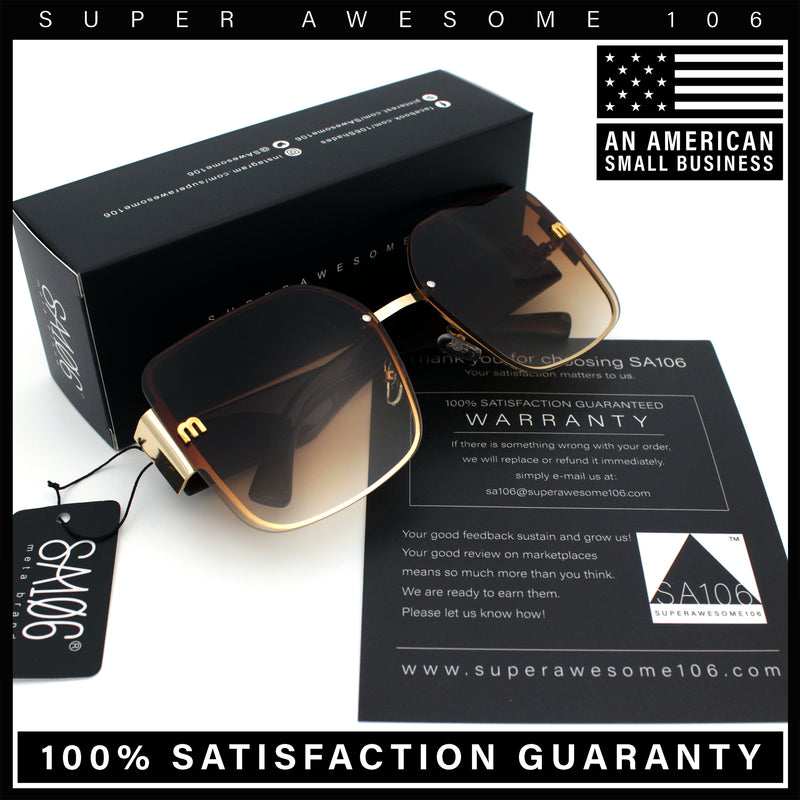 Womens Metal Frame Rimless Oversized Luxury Fashion Butterfly Sunglasses