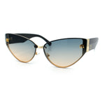 Womens Metal Frame Rimless Oversized Luxury Fashion Cat Eye Sunglasses