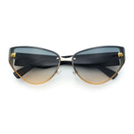 Womens Metal Frame Rimless Oversized Luxury Fashion Cat Eye Sunglasses