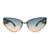 Womens Metal Frame Rimless Oversized Luxury Fashion Cat Eye Sunglasses