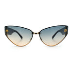 Womens Metal Frame Rimless Oversized Luxury Fashion Cat Eye Sunglasses