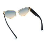 Womens Metal Frame Rimless Oversized Luxury Fashion Cat Eye Sunglasses