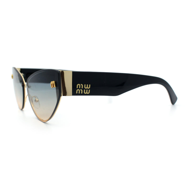 Womens Metal Frame Rimless Oversized Luxury Fashion Cat Eye Sunglasses