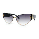 Womens Metal Frame Rimless Oversized Luxury Fashion Cat Eye Sunglasses