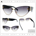 Womens Metal Frame Rimless Oversized Luxury Fashion Cat Eye Sunglasses