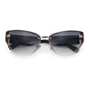 Womens Metal Frame Rimless Oversized Luxury Fashion Cat Eye Sunglasses