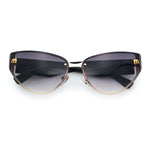 Womens Metal Frame Rimless Oversized Luxury Fashion Cat Eye Sunglasses