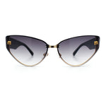 Womens Metal Frame Rimless Oversized Luxury Fashion Cat Eye Sunglasses