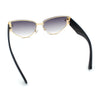 Womens Metal Frame Rimless Oversized Luxury Fashion Cat Eye Sunglasses