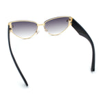 Womens Metal Frame Rimless Oversized Luxury Fashion Cat Eye Sunglasses