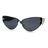 Womens Metal Frame Rimless Oversized Luxury Fashion Cat Eye Sunglasses