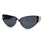 Womens Metal Frame Rimless Oversized Luxury Fashion Cat Eye Sunglasses