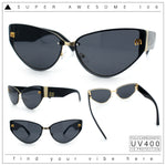 Womens Metal Frame Rimless Oversized Luxury Fashion Cat Eye Sunglasses