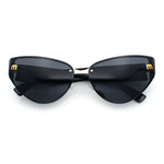 Womens Metal Frame Rimless Oversized Luxury Fashion Cat Eye Sunglasses