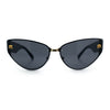 Womens Metal Frame Rimless Oversized Luxury Fashion Cat Eye Sunglasses