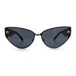 Womens Metal Frame Rimless Oversized Luxury Fashion Cat Eye Sunglasses