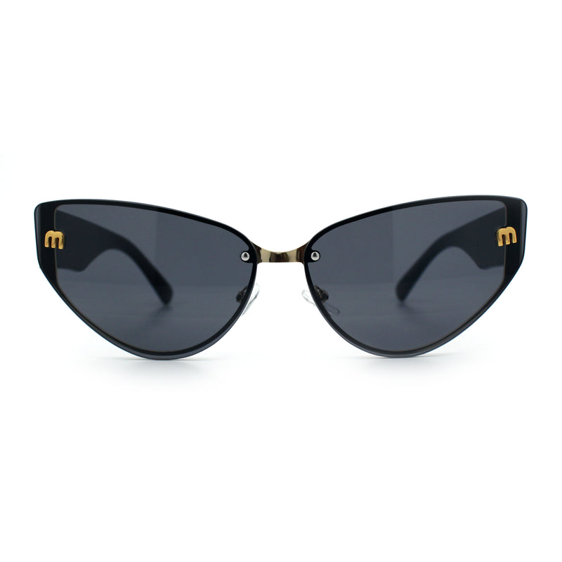 Womens Metal Frame Rimless Oversized Luxury Fashion Cat Eye Sunglasses