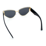 Womens Metal Frame Rimless Oversized Luxury Fashion Cat Eye Sunglasses