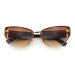 Womens Metal Frame Rimless Oversized Luxury Fashion Cat Eye Sunglasses