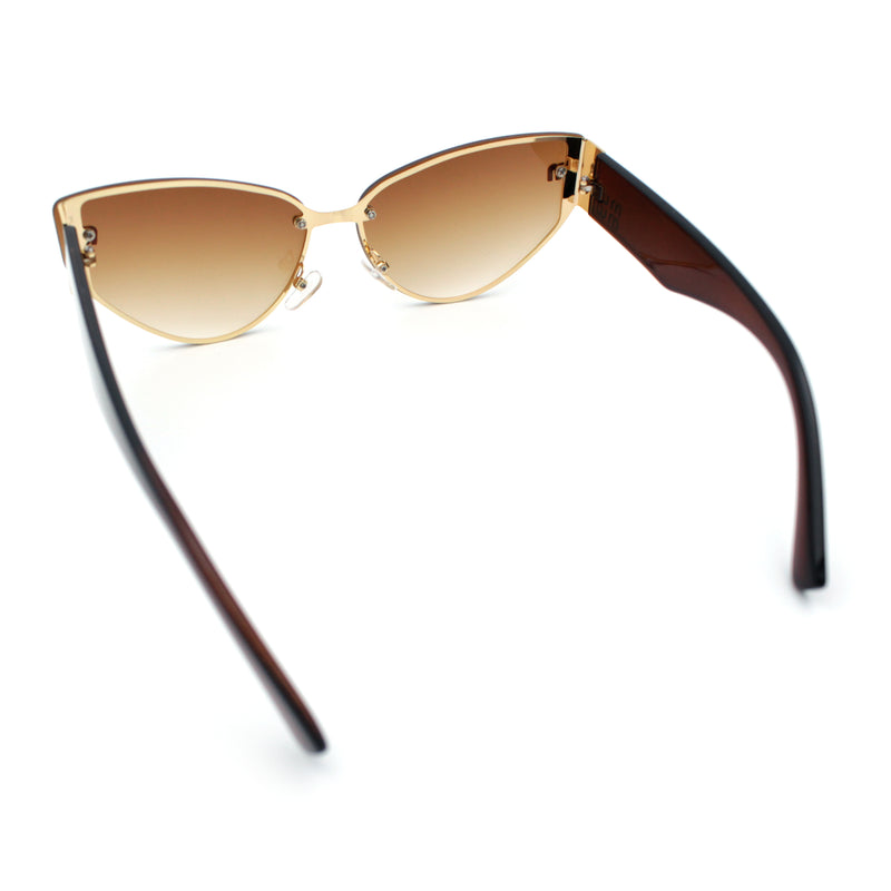 Womens Metal Frame Rimless Oversized Luxury Fashion Cat Eye Sunglasses