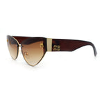 Womens Metal Frame Rimless Oversized Luxury Fashion Cat Eye Sunglasses