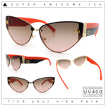 Womens Metal Frame Rimless Oversized Luxury Fashion Cat Eye Sunglasses