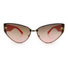 Womens Metal Frame Rimless Oversized Luxury Fashion Cat Eye Sunglasses
