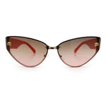 Womens Metal Frame Rimless Oversized Luxury Fashion Cat Eye Sunglasses
