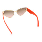 Womens Metal Frame Rimless Oversized Luxury Fashion Cat Eye Sunglasses